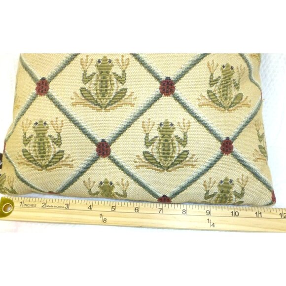 American Mills Frog Ladybug Tapestry Pattern Throw Pillow 15"X12" Square - Picture 5 of 7